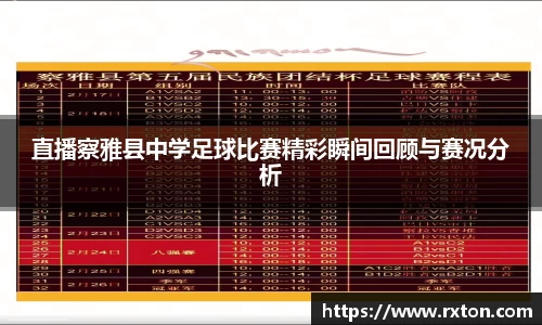 直播察雅县中学足球比赛精彩瞬间回顾与赛况分析